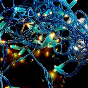 30’ Indoor String Light, White Lights With Blue Wiring